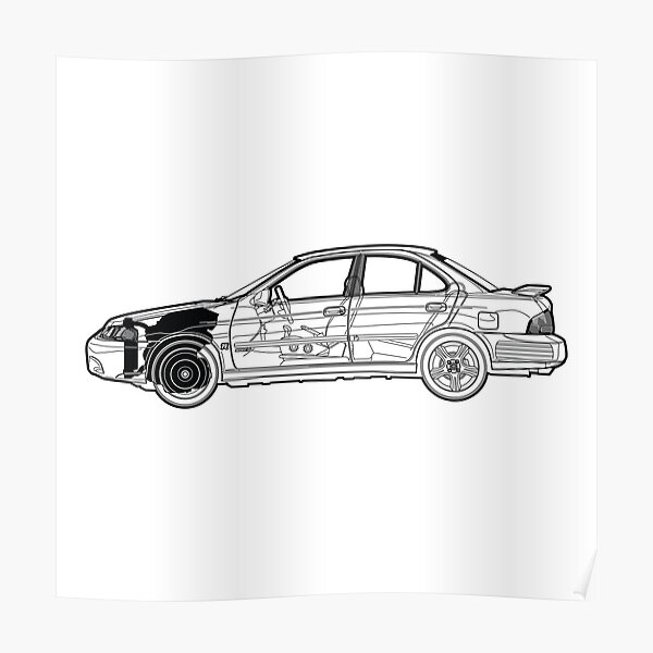 Nissan Sentra Se R Spec V B16 Blueprint Poster By In Transit Redbubble