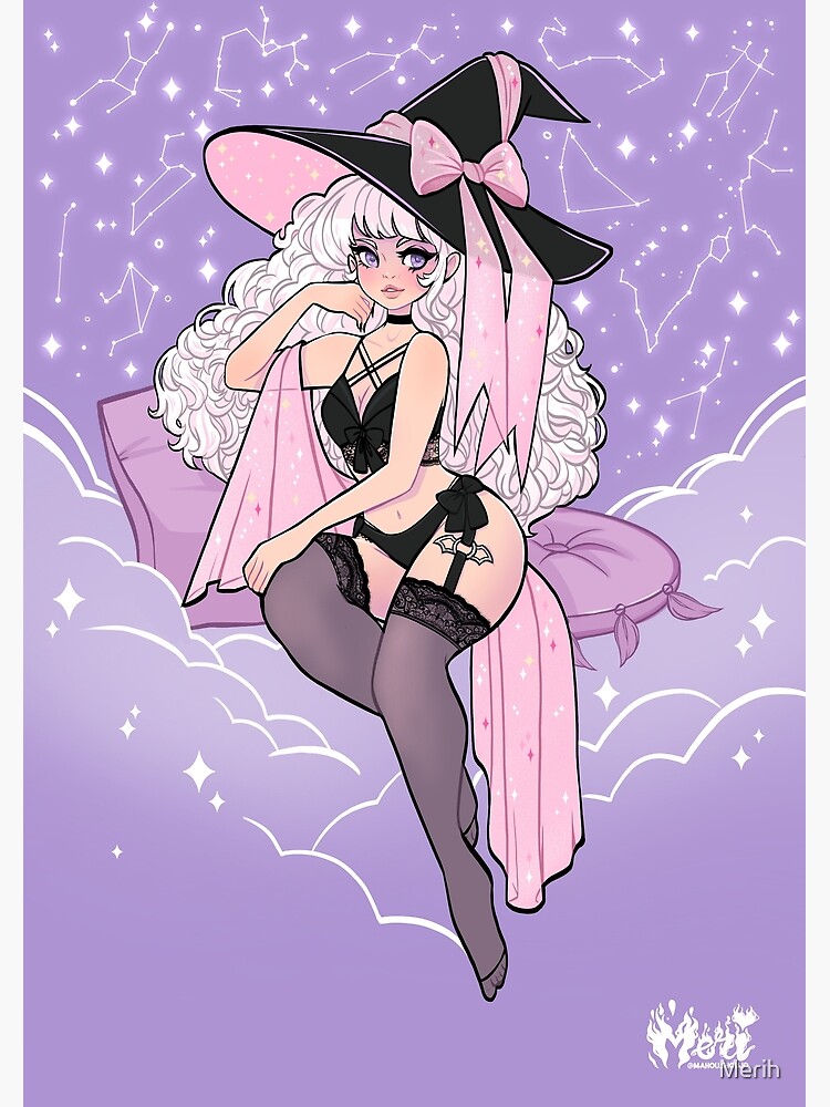 Cloudy Lingerie Witch Poster