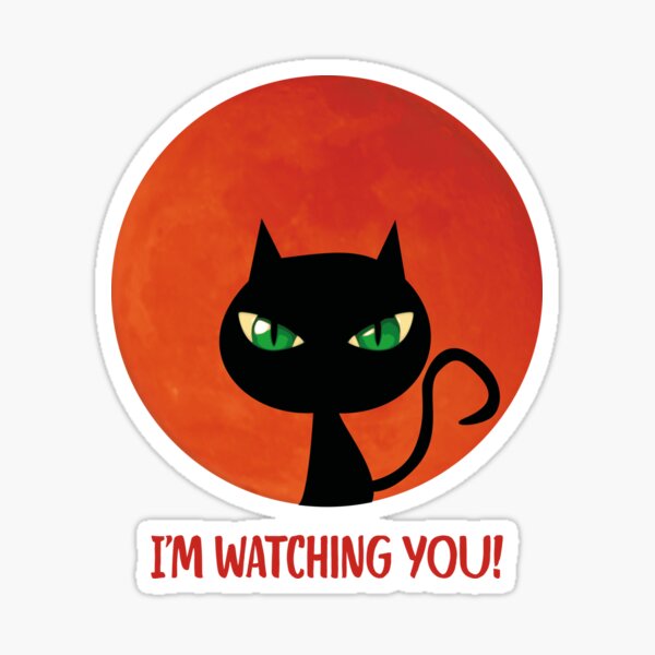 Black cat funny saying red moon Halloween Sticker