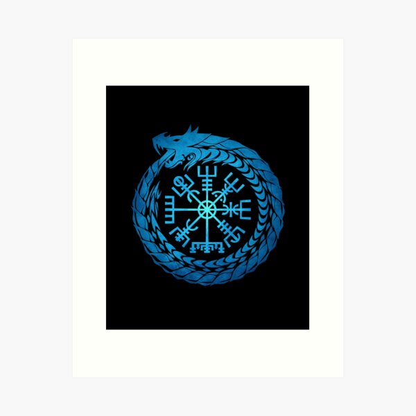 Vegvisir Jormungandr World Serpent Art Print