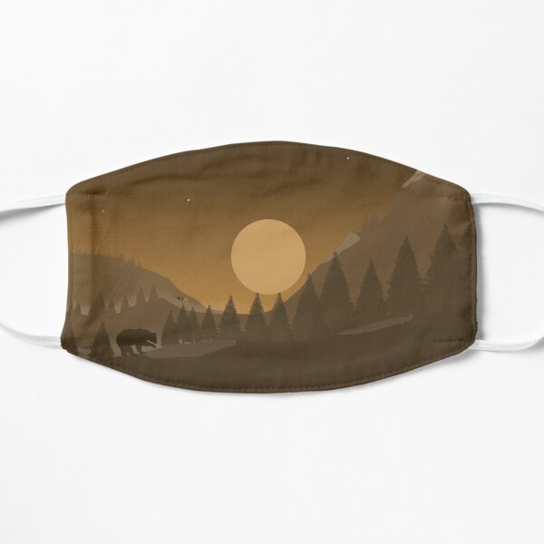 2d hill landscape with bear Flat Mask
