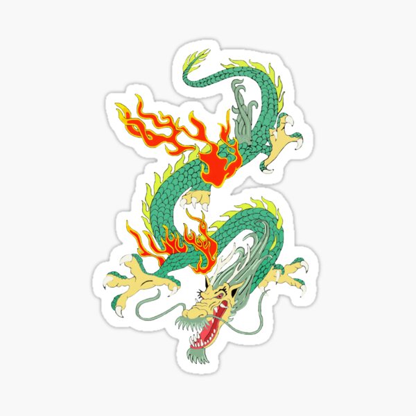 Green Chinese Dragon Sticker