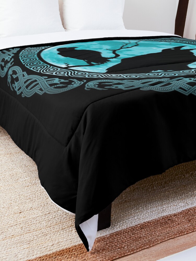 Alternate view of Hugin Munin Odins Ravens Comforter