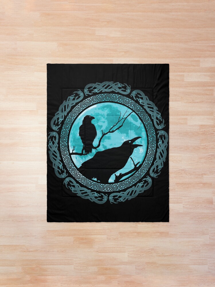 Alternate view of Hugin Munin Odins Ravens Comforter