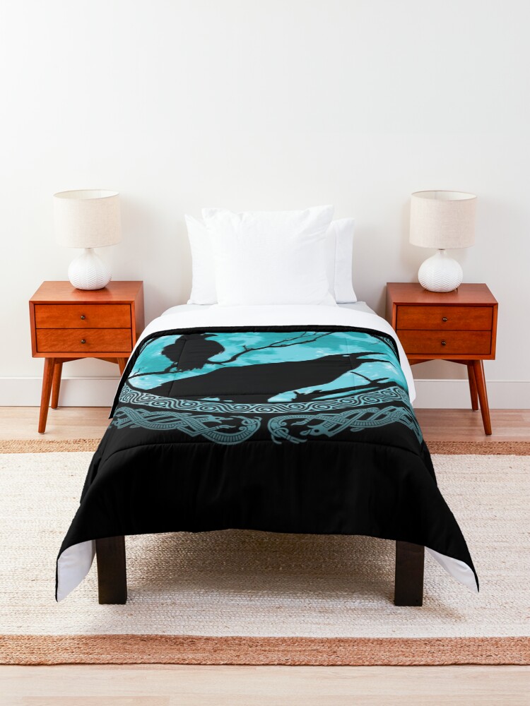 Alternate view of Hugin Munin Odins Ravens Comforter