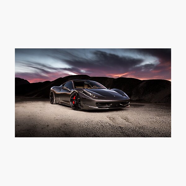 Chrome Ferrari 458 Italia at Sunset Photographic Print