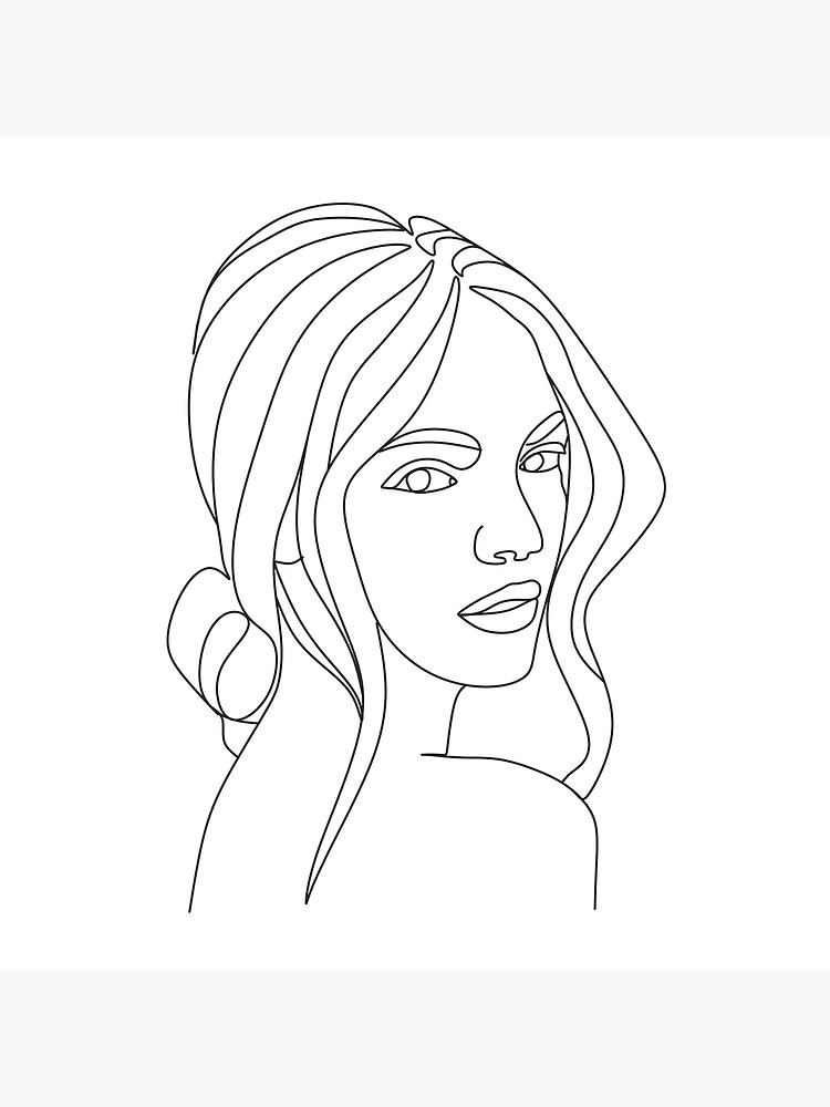 Outline drawing young female face Royalty Free Vector Image