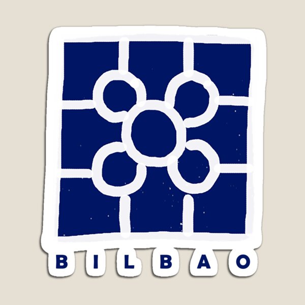 Patrón de dibujo de azulejo de Bilbao en azul | país Vasco Imán