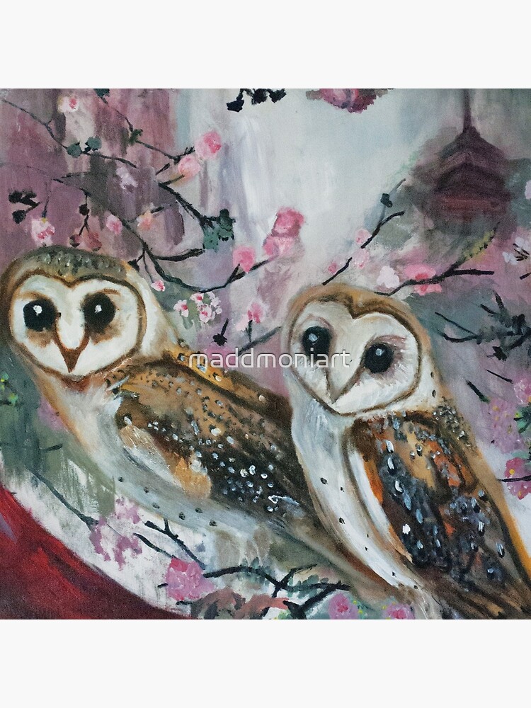 Barn Owls & Cherry Trees by maddmoniart