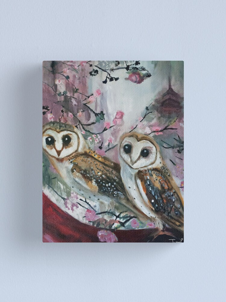 Alternate view of Barn Owls & Cherry Trees Canvas Print