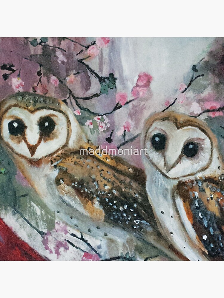 Barn Owls & Cherry Trees by maddmoniart