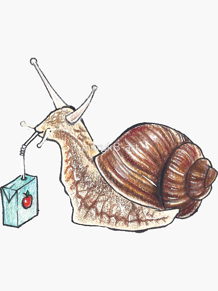 "Snail Drinking Juice" Sticker for Sale by maryk8art Redbubble