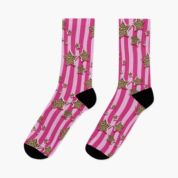 Artikelvorschau, Pink gestreifte Sterne mit Leopardenmuster entworfen und verkauft von anabellstar design co.