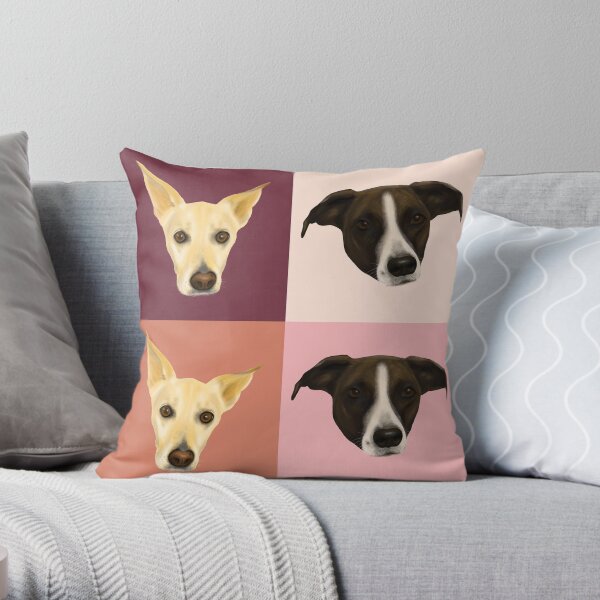 Sweet Dog Portraits - Modern Geometrical Style Throw Pillow