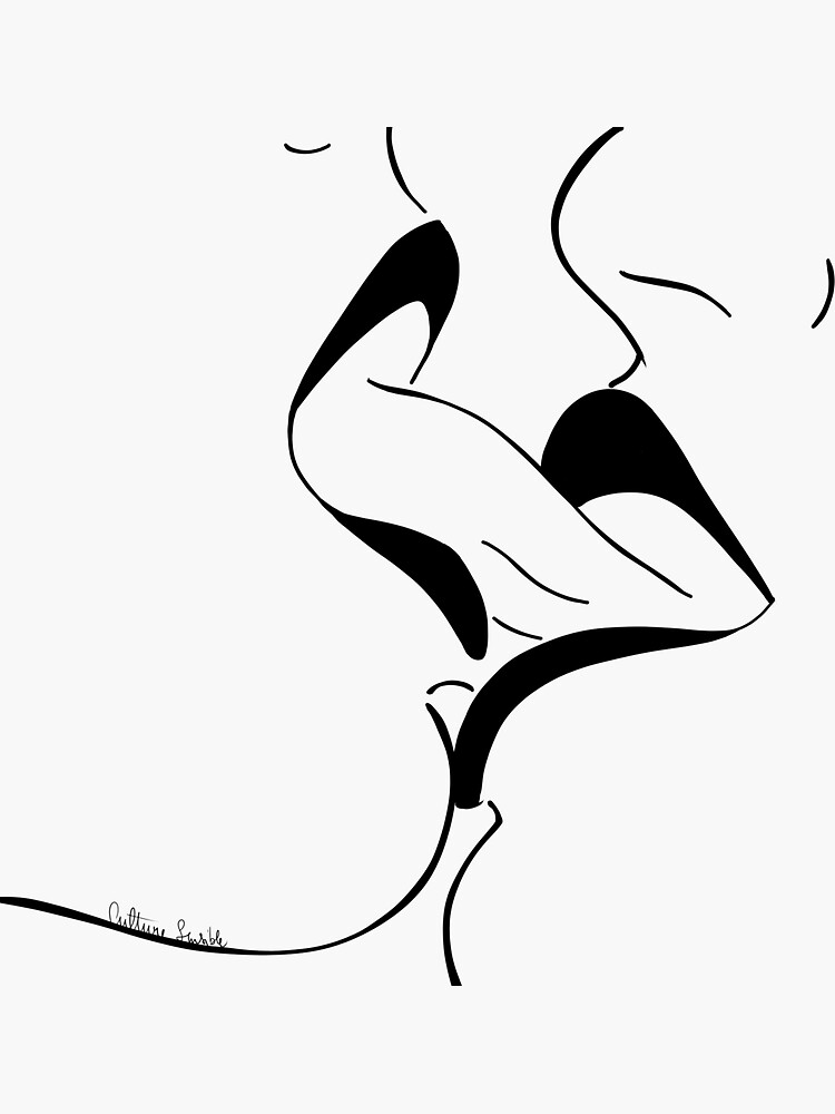 Sensual Kiss Hot Sexy Black And White Couple Sticker By Culturesensible Redbubble