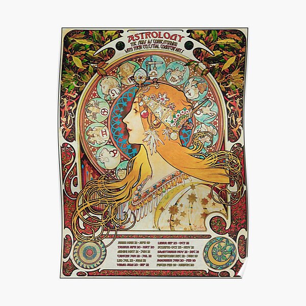 Vintage Gypsy Astrology Poster | Alphonse Mucha  Poster