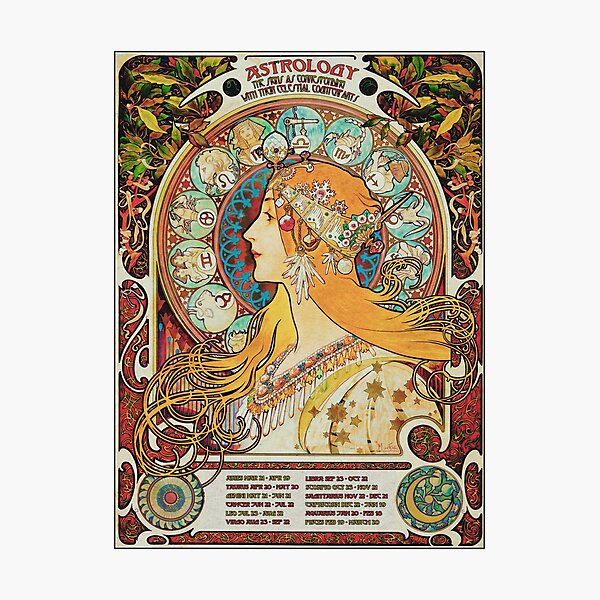 Vintage Gypsy Astrology Poster | Alphonse Mucha Photographic Print