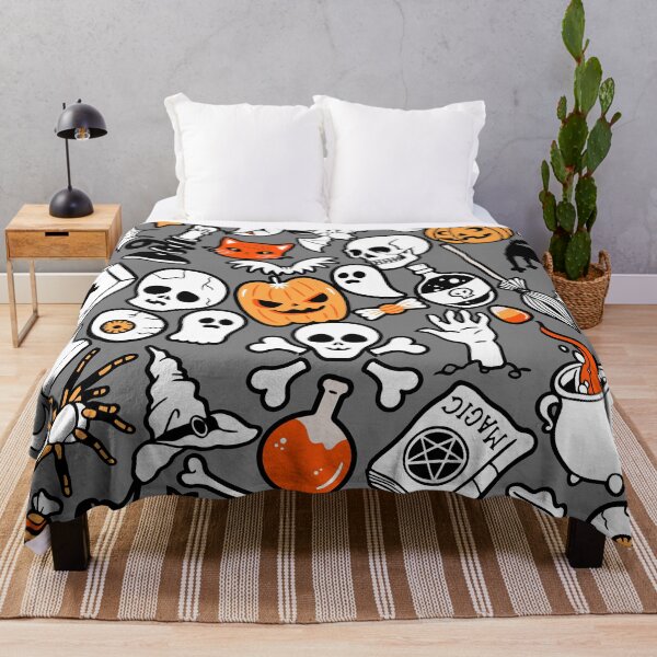 Item preview, Hand drawn Halloween traditional symbols. Doodle style illustrations, carved pumpkin, spider webs, bat and zombie hand designed and sold by mashmosh.