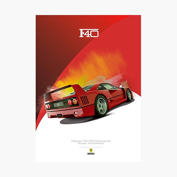 Ferrari F40 Car Poster Car Poster Ferrari Poster Italy F40 Print Car Art 