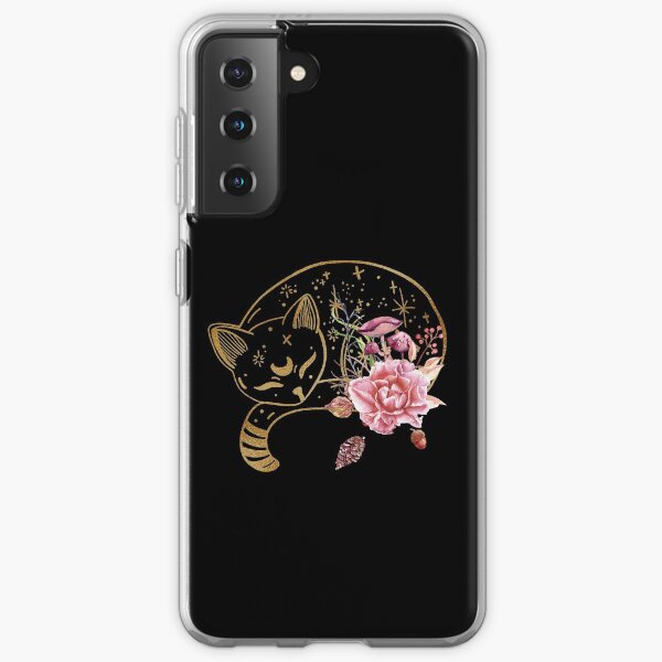 SLEEPING MYSTIC CAT Floral Print Samsung Galaxy Soft Case
