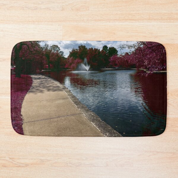 Item preview, Fantasy Nature Scene with Pink Leaves and Grass Reflecting in the Water - Loose Park Kansas City  designed and sold by Zen  Goat.