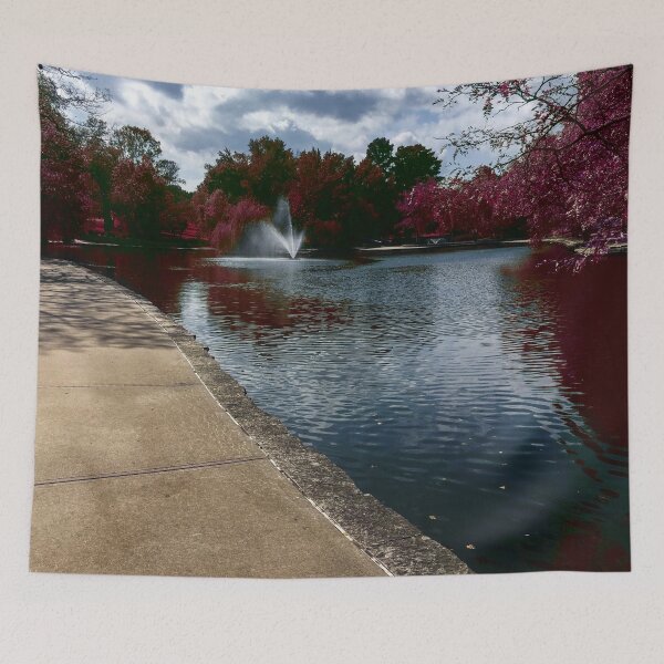 Item preview, Fantasy Nature Scene with Pink Leaves and Grass Reflecting in the Water - Loose Park Kansas City  designed and sold by Zen  Goat.