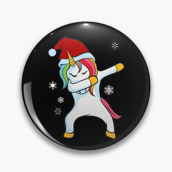 Item preview, Happy Dapping Dancing Christmas Unicorn Wearing Santa Hat with Snowflakes designed and sold by merch-Mashed.