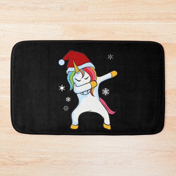 Item preview, Happy Dapping Dancing Christmas Unicorn Wearing Santa Hat with Snowflakes designed and sold by merch-Mashed.