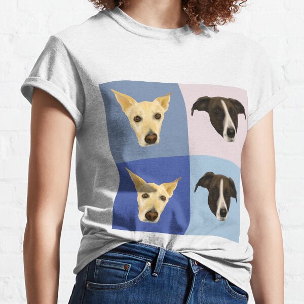 Dog Portraits on Checkered Pattern - Modern Geometrical Style Classic T-Shirt