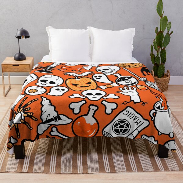 Item preview, Hand drawn Halloween traditional symbols. Doodle style illustrations, orange background designed and sold by mashmosh.