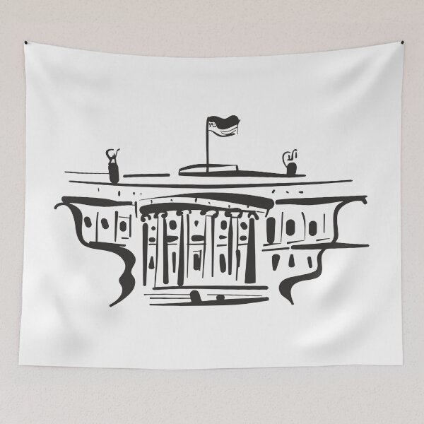 Item preview, White House line art designed and sold by DelzStudio.