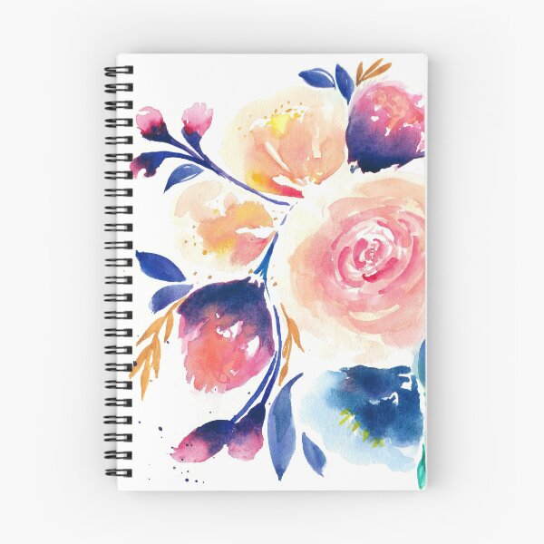 Item preview, Blue Purple Pink Peach Flower in Watercolor Painting designed and sold by MyArt23.