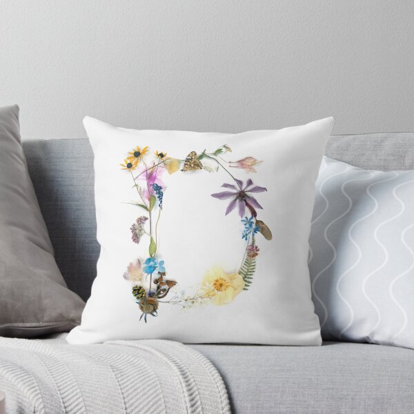 Flora & Fauna Letter "D" Throw Pillow