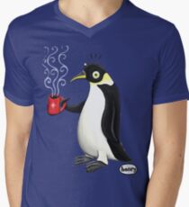 Penguin with hot coffee Men's V-Neck T-Shirt