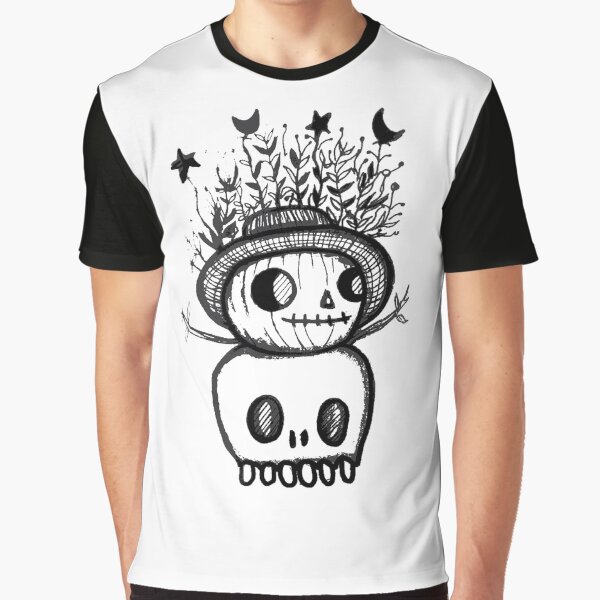 Pumpking and Skeleton Graphic T-Shirt