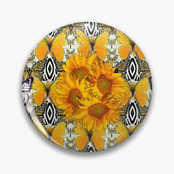 Item preview,  MUSTARD YELLOW & CUMIN COLOR WHITE BUTTERFLIES & SUNFLOWERS ABSTRACT ART designed and sold by sharlesart.