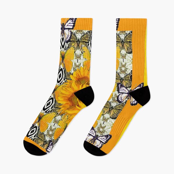 Item preview,  MUSTARD YELLOW & CUMIN COLOR WHITE BUTTERFLIES & SUNFLOWERS ABSTRACT ART designed and sold by sharlesart.