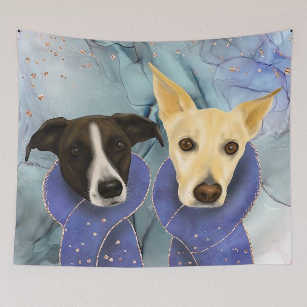 Item preview, Two Cute Dogs - Family Portrait in Royal Blue Theme designed and sold by Andreea Dumez.