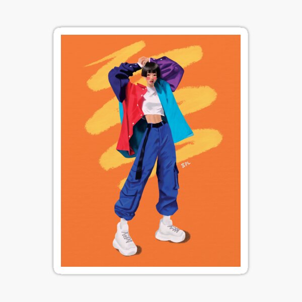 Girl in Retro 90s Hip Hop Fashion Sticker