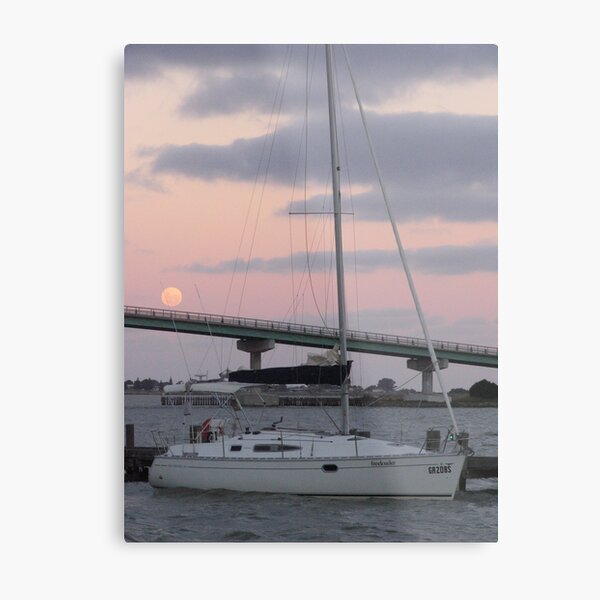 Moonlit Yacht Metal Print