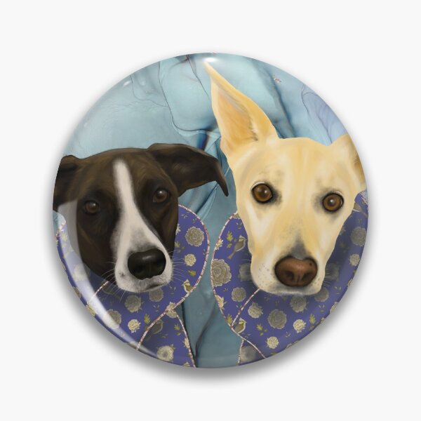 Item preview, Two Elegant Dogs with Deco Blue Scarves - Family Portrait  designed and sold by Andreea Dumez.
