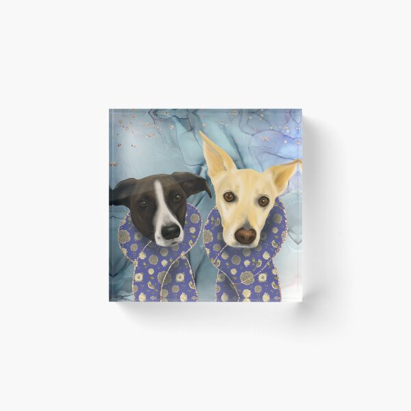 Item preview, Two Elegant Dogs with Deco Blue Scarves - Family Portrait  designed and sold by Andreea Dumez.