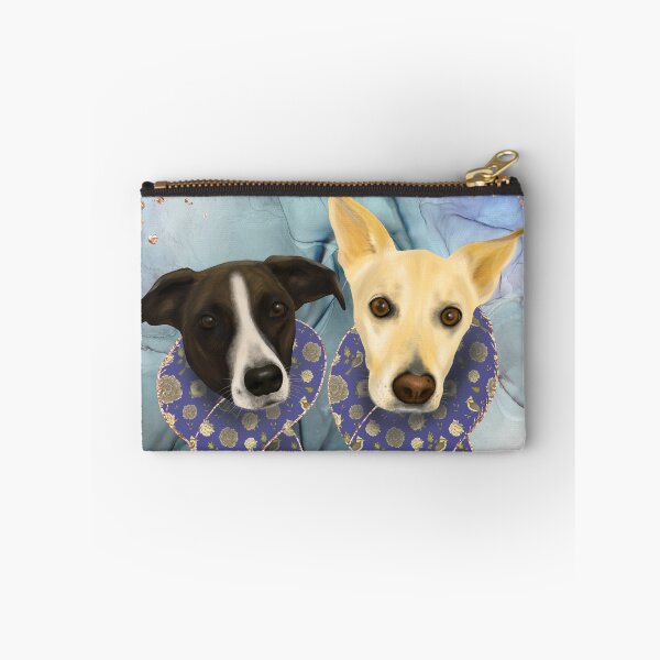 Item preview, Two Elegant Dogs with Deco Blue Scarves - Family Portrait  designed and sold by Andreea Dumez.