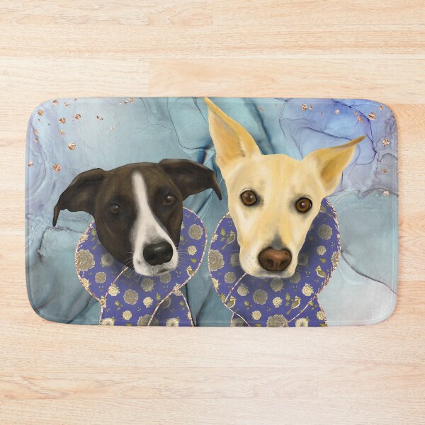 Item preview, Two Elegant Dogs with Deco Blue Scarves - Family Portrait  designed and sold by Andreea Dumez.