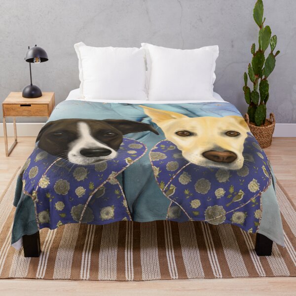 Item preview, Two Elegant Dogs with Deco Blue Scarves - Family Portrait designed and sold by Andreea Dumez.