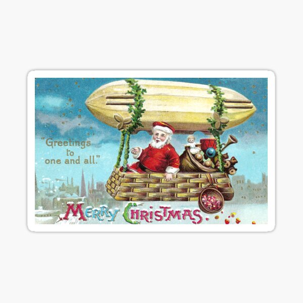Item preview, Santa Claus in Airship Vintage Christmas designed and sold by fenneltea.