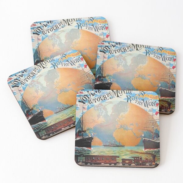 Item preview, Voyage Around World Schindeler Autour du Monde, Vintage World Travel Poster, Sailing, Shipping, Railway, Paris, USA, Japan, London  designed and sold by Jéanpaul  Ferro.