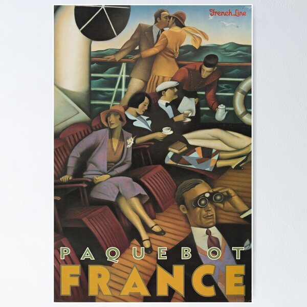 Item preview, Vintage French Art Deco Jazz Age Ocean Liner Nautical Travel Poster   designed and sold by Jéanpaul  Ferro.