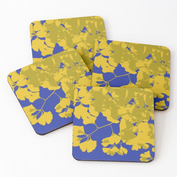 Item preview, Ginko Leaves in Yellow and Green on Royal Blue designed and sold by AlteredAtelier.