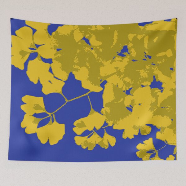 Item preview, Ginko Leaves in Yellow and Green on Royal Blue designed and sold by AlteredAtelier.